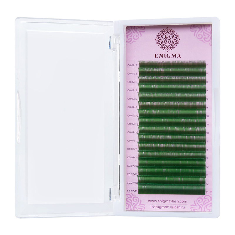 Цветные ресницы Enigma микс "Зеленый" (16 линий)