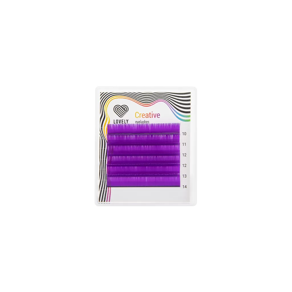 Ресницы фиолетовые (purple) Lovely MINI - 6 линий - MIX